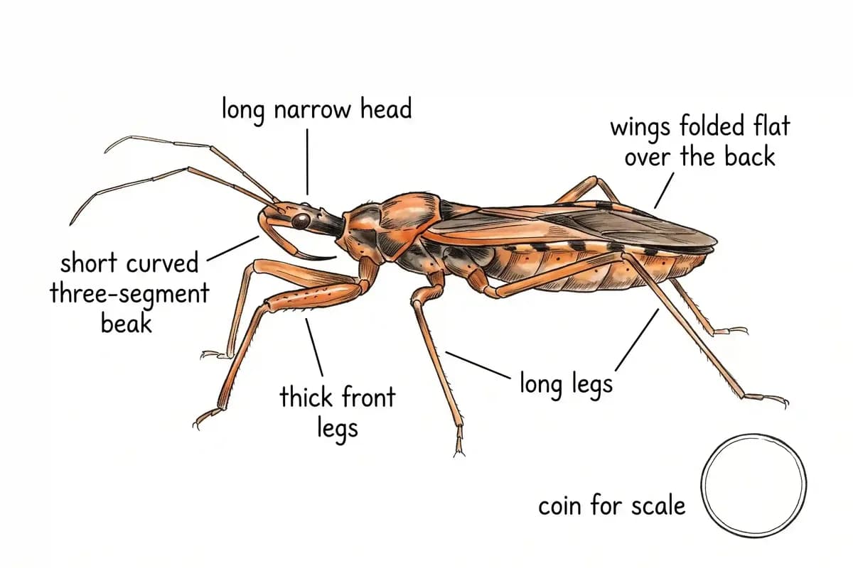 Labeled diagram of assassin bug features