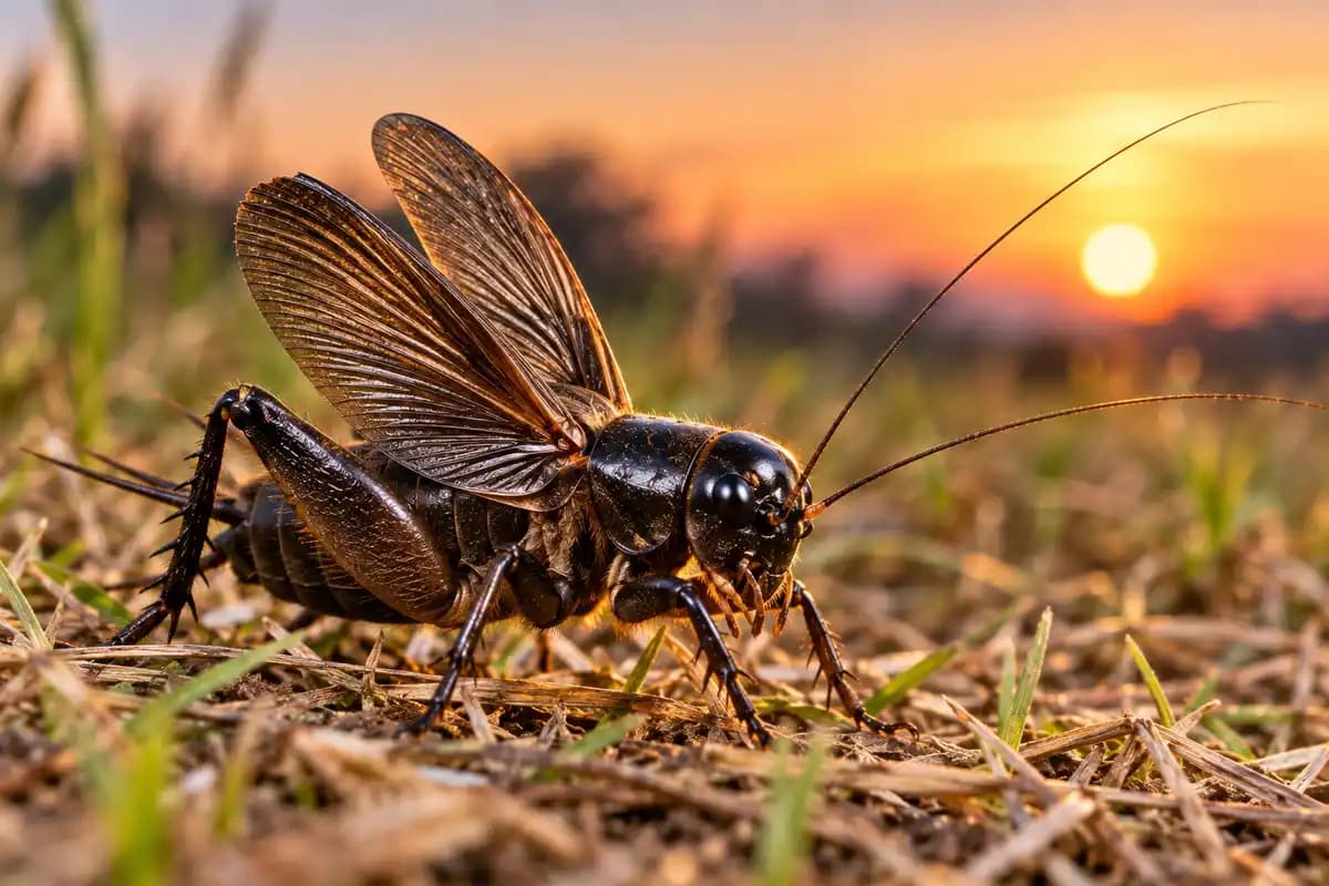 House cricket, black field cricket and humpbacked camel cricket side by side on a wooden floor