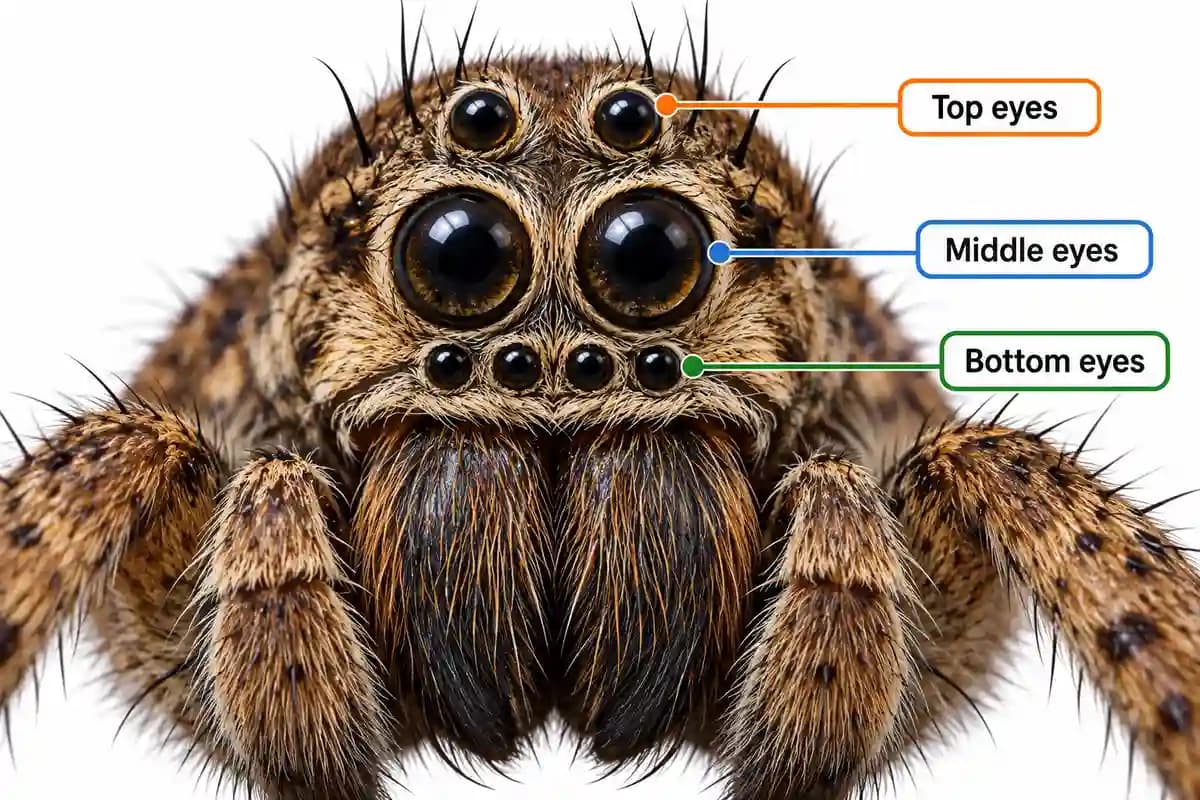 Spider eye arrangement infographic used to tell spider families apart