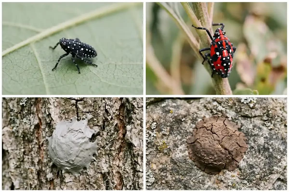 Spotted lanternfly nymphs and egg masses