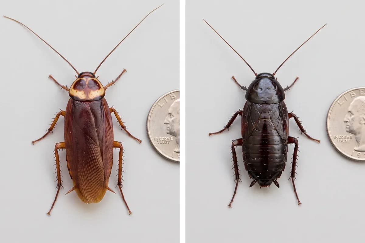 American cockroach compared with an oriental cockroach